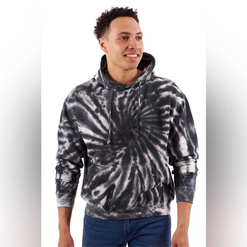 Brisco Brands Black/Gray/White Fleece Lined Spider Tie Dyed Hoodie Size XXL